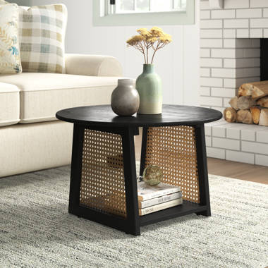 Black rattan end deals table